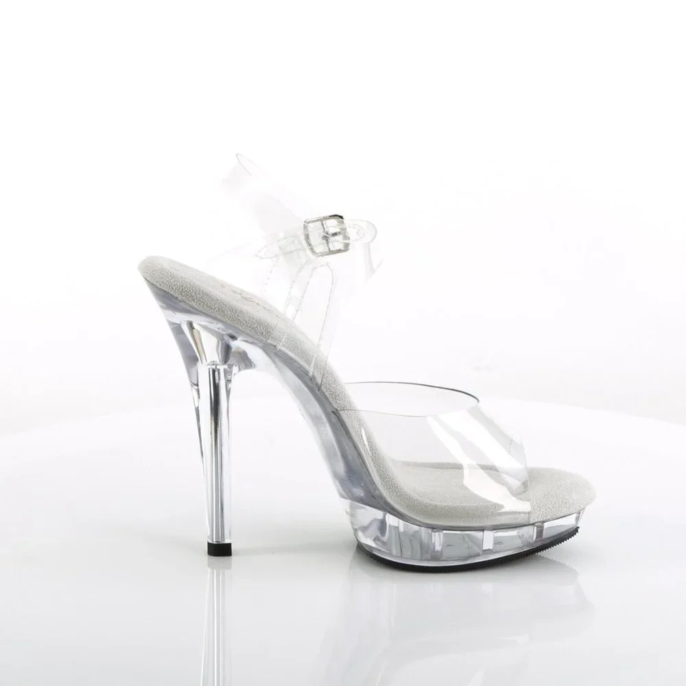 Clear Strap Platform High Heel Sandal - White